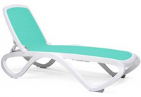 Шезлонг Omega cтопирующийся без подлокотников, белый каркас, стандартная цветная ткань (sky blue) Шезлонг Omega cтопирующийся без подлокотников, белый каркас, стандартная цветная ткань (sky blue)