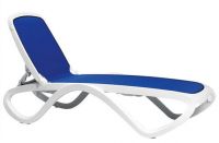 Шезлонг Omega стопирующийся без подлокотников, белый каркас, стандартная цветная ткань (blue) Шезлонг Omega стопирующийся без подлокотников, белый каркас, стандартная цветная ткань (blue)