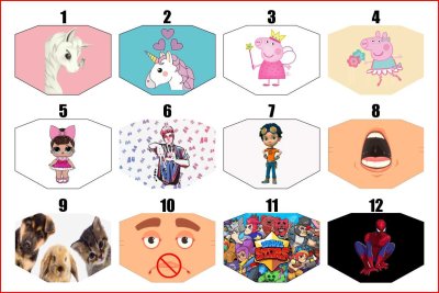 Детские тканевые защитные маски с принтом